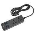 thumbnail image 5 of Regleta PC Cobre retardante de llama 2 Universal 4 USB Interface Strip Hub con cable de 2 m Negro Enchufe británico 110-250 V, 5 of 5