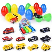 Fun Little Toys Diecast Cars Toy Filled Easter Egg Favors Car Vehicle Playset (12 Pieces)