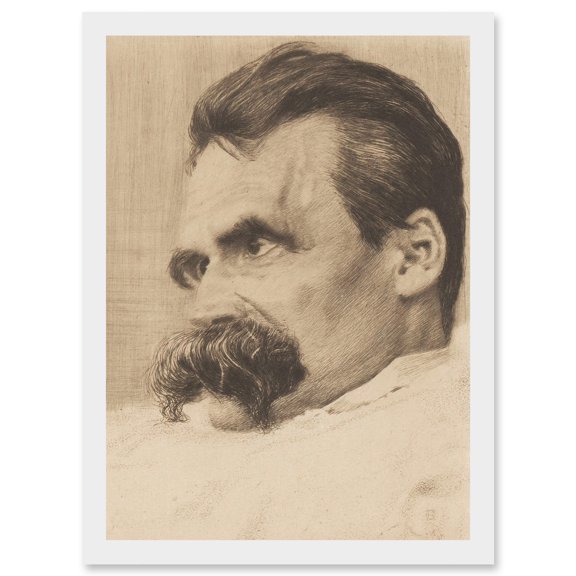 Olde Portrait Philosopher Friedrich Nietzsche Drawing Artwork Framed Wall Art Print A4