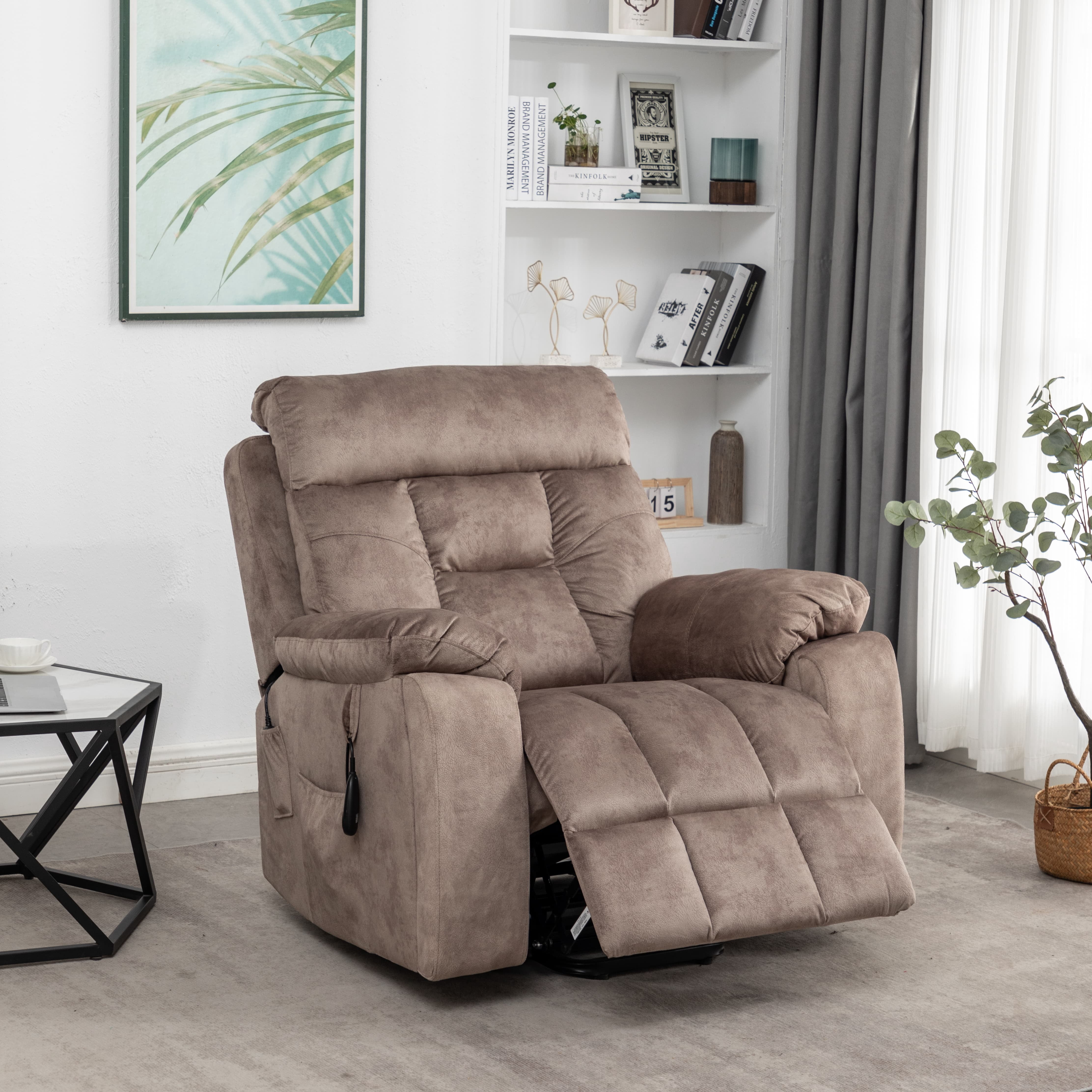 Large Power Lift Recliner Chair for Elderly,Recliner Chair with Heat and Massage for Living Room,Antique Brown