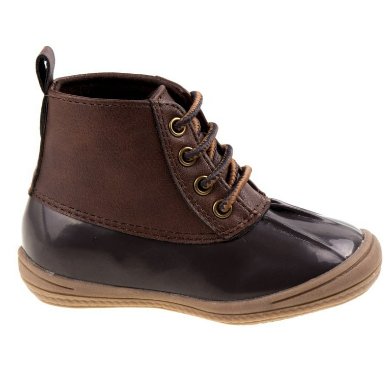 Smart Step Unisex Lace Up Ankle High Hi Top Duck Boots Brown 9