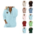 thumbnail image 1 of Fuzzy Sweatshirts for Women 2025 Long Sleeve Half Zip Stand Collared Sweatshirt with Pockets Pullover Tops, 1 of 6