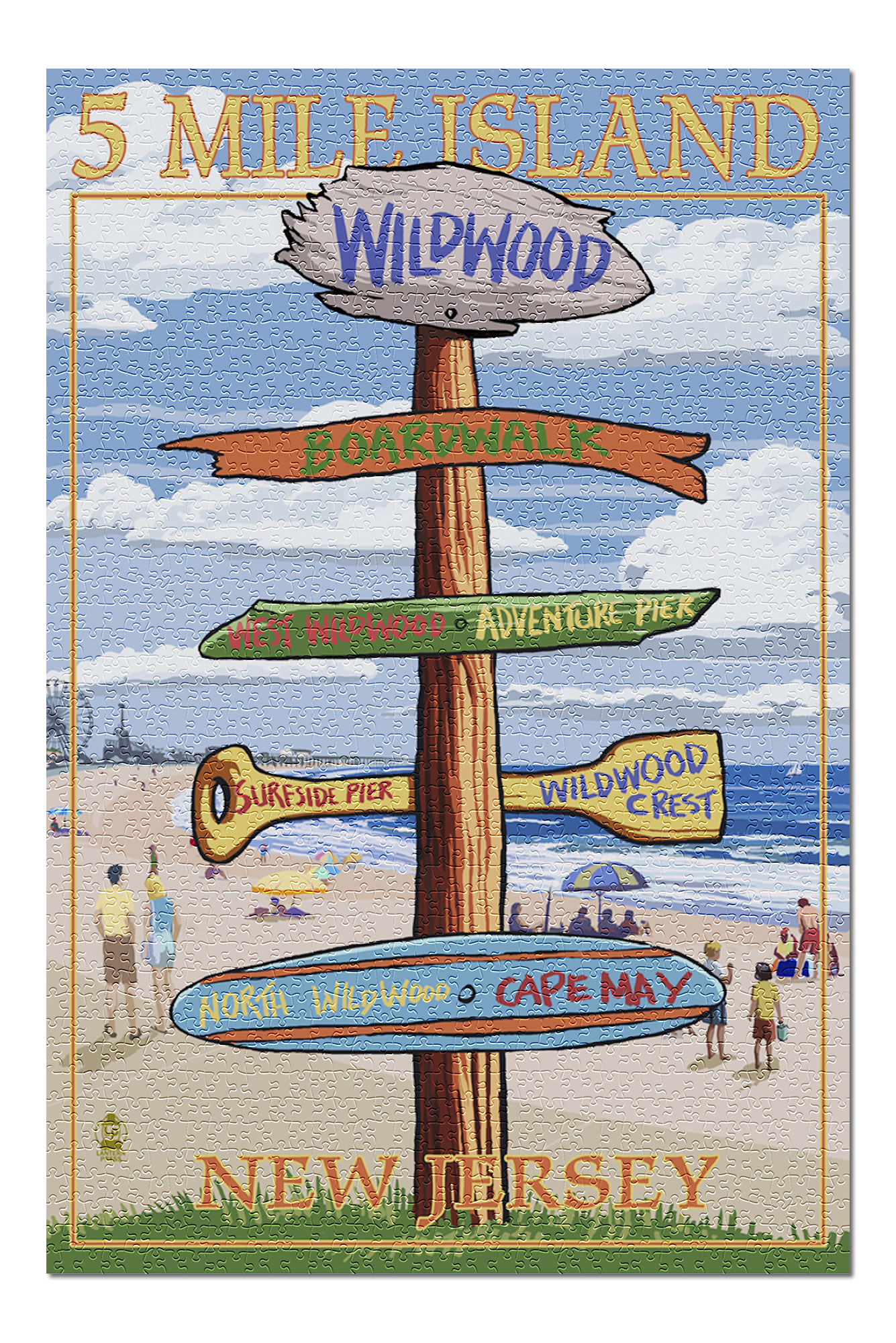 Wildwood, New Jersey Destinations Sign (20x30 Premium 1000 Piece
