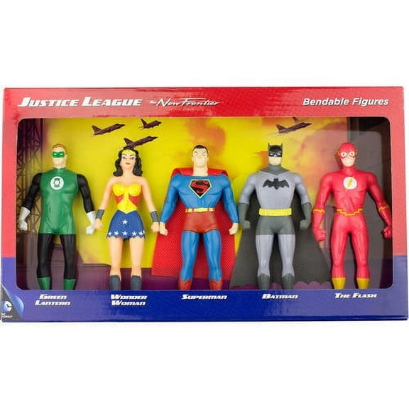 DC Comics Justice League: The New Frontier 5-Piece Bendable Figure Set: Green Lantern, Wonder Woman, Superman, Batman, The Flash
