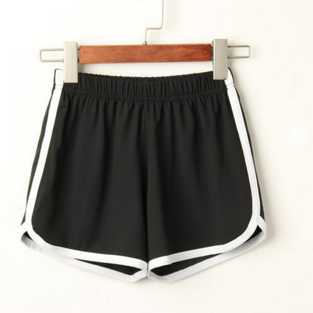 Pantalones cortos casuales de rayas de cintura alta para mujer, para playa, deportes, correr, yoga, cintura elástica