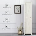 thumbnail image 4 of Costway Linen Tower Bathroom Storage Cabinet Tall Slim Side Organizer w/ Shelf White, 4 of 11