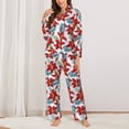 thumbnail image 2 of Yiaed Lilies Flowers Print Pajamas Women's Long Sleeve Sleepwear Soft Button Down Loungewear Pjs Lounge Set Nightwear Womens Pajama Pants-X-Large, 2 of 7