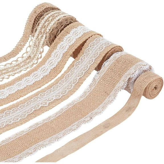 6 Styles Burlap Ribbons with Lace 13 Yards Natural Jute Ribbon Rustic Ribbon Boho Ribbon Jute Flower Ribbon for DIY Crafts Gift Wrapping Wedding Party Home Decor Wreath