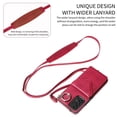 thumbnail image 3 of for Samsung Galaxy A53 5G PU Leather Back + TPU Frame Rugged Case, Classic 360 Rotating Ring Kickstand Card Slots Shoulder Strap Drop Protective Slim Fit Shockproof Phone Case Cover, Red, 3 of 12