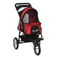 thumbnail image 1 of PawHut Poussette Pliante pour Animaux 3 Roues Chien Chat Voyage Buggy Jogger avec Porte-Gobelet, Auvent Réglable, Porte-Fenêtre en Maille Zippée, Rouge, 1 of 9