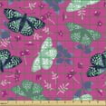 thumbnail image 2 of Butterfly Upholstery Fabric by the Yard, Exotic Moths Leaves and Flowers Herbs of Forest Plants Nature Flourish, Decorative Fabric for DIY and Home Accents, Pink and Multicolor by Ambesonne, 2 of 5
