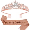 thumbnail image 2 of Yoyauz Women's Birthday Crown & Belt Queen Crystal Crown Rhinestone Hair Band Set Happy Party Decoration Accessories Girls Princess Gift Set, 2 of 5