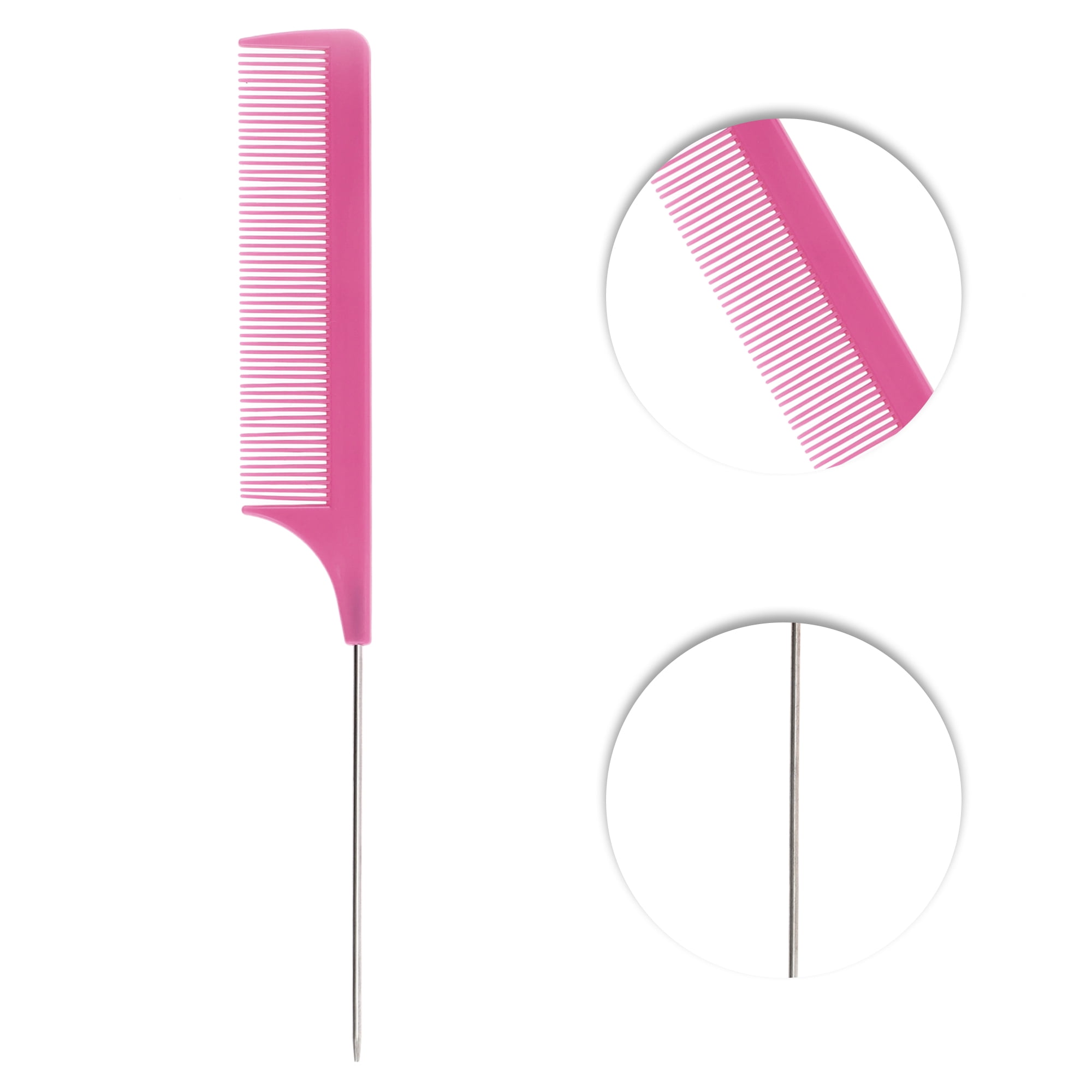 Unique Bargains 3Pcs Women Durable Rat Tail Comb Rose Red