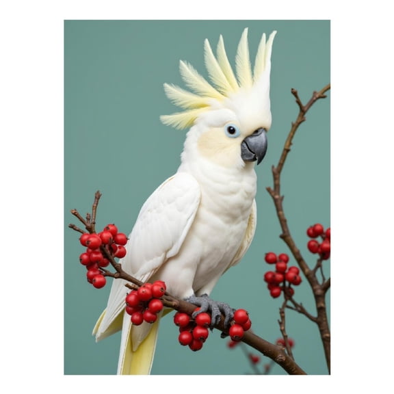 Diamond Art Kit for Adults, White Parrot Red Berries Perch Diamond Painting for Adults Beginners, DIY Diamond Art Painting Kits, 5D Diamond Painting Crafts for Home Decor 12x16 Frameless