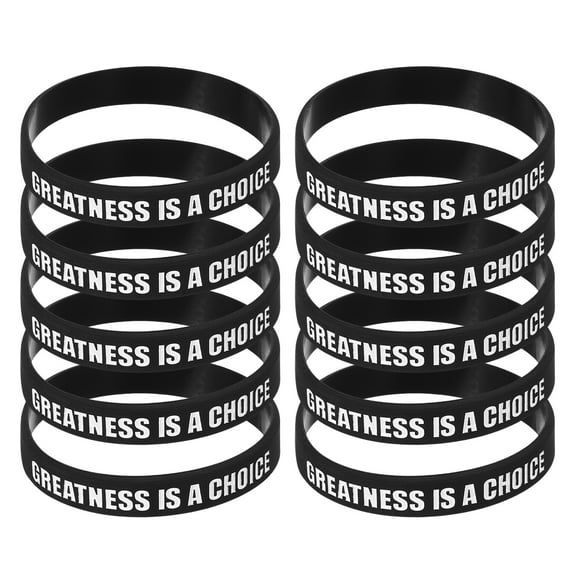 Uxcell 10Pcs Create Who You Want To Be Motivational Wristbands, Personalized Bands with Text Silicone Wristbands Custom Rubber Bracelets for Fitness Workouts Exercise, Black/White