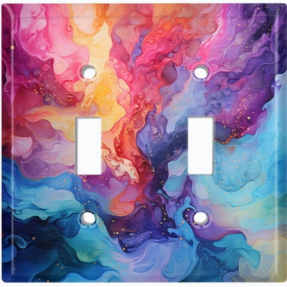 Metal Light Switch Wall Plate Outlet Cover (Printed Image of Fluid Painting - Double Toggle)