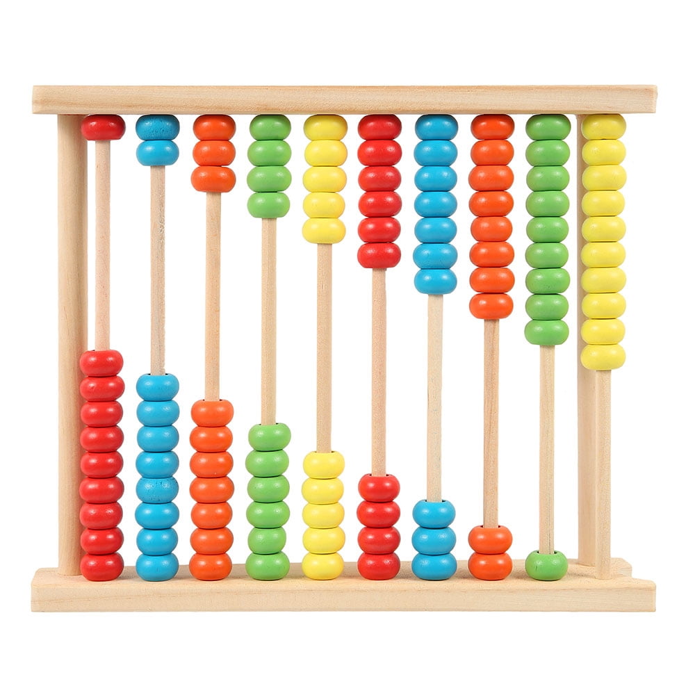 20cm Wooden Bead Abacus Counting Frame Childrens Kids Educational Maths Toy Blue 