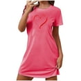 thumbnail image 2 of VgaVtl Pink Sleep Shirts for Women Short Sleeve Nightgowns for Women Plus Size Cute Breathable Loose Love Print Nightgowns, 2 of 3