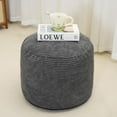 thumbnail image 5 of Pouf Ottoman Stuffed Round Modern Foam Filled Foot Rest Corduroy Poufs for Living Room Chair Decorative 20 X 15 Inches Fluffy Pouf Foot Stool Storage Ottoman, Dark Grey, 5 of 14