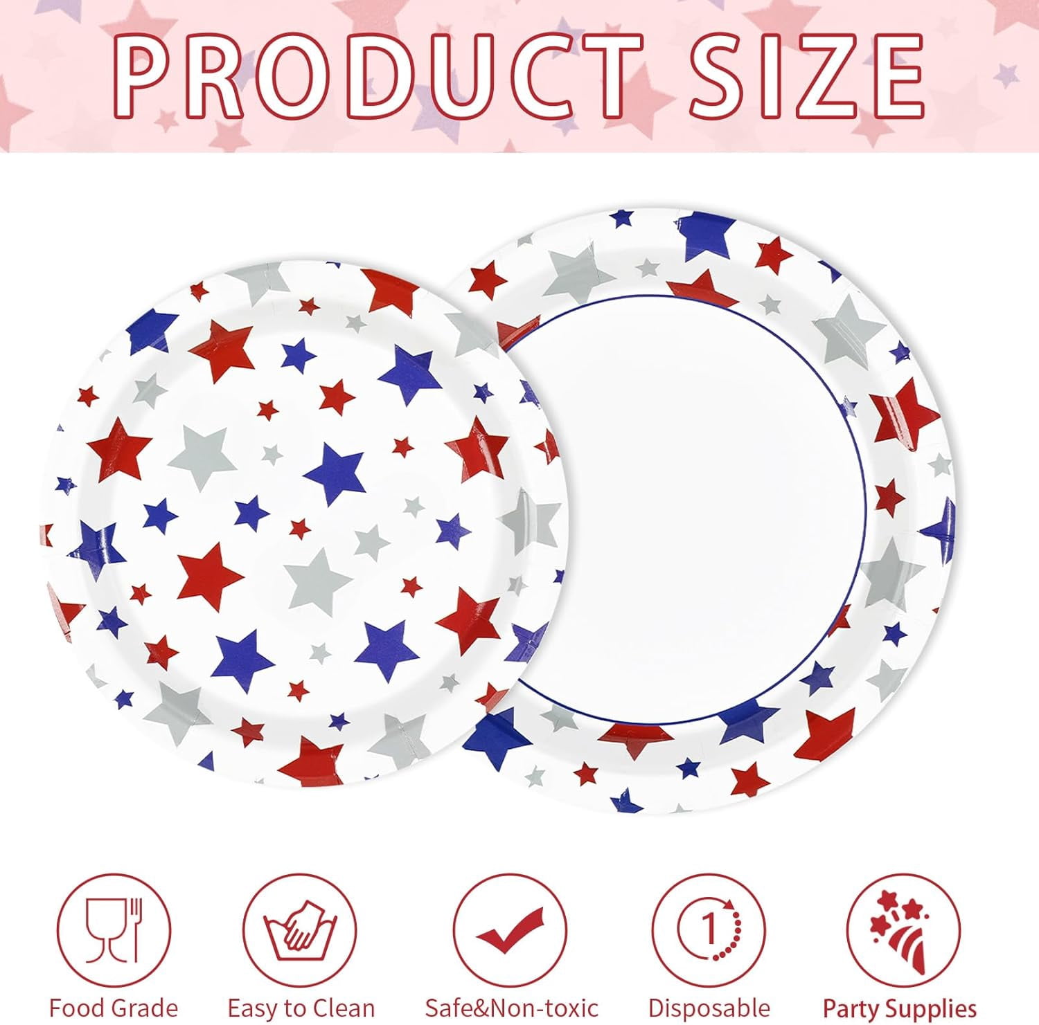 Patriotic Party Tableware Set, 200-Piece Plates And Napkins, Red Blue White American Flag Design, Disposable Supplies For 4th Of July, Memorial Day, Election, Serves 50