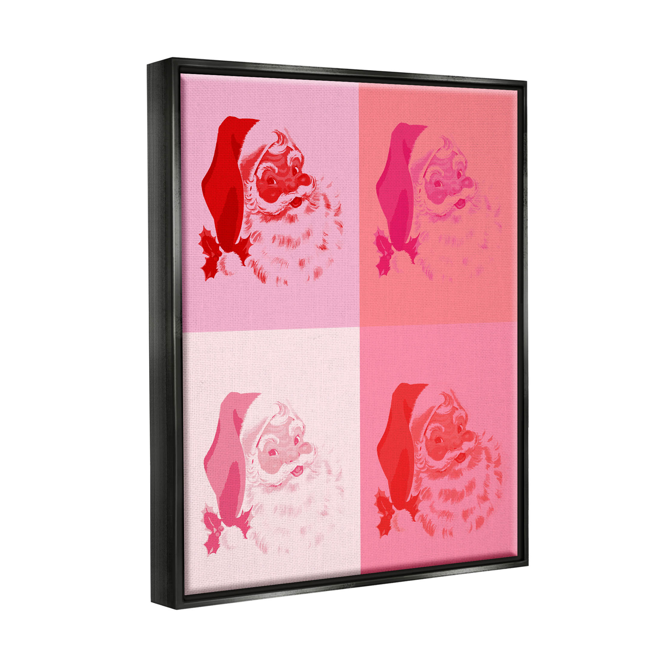 Pop Style Pink Santa Claus Holiday Graphic Art Jet Black Framed Art Print Wall Art