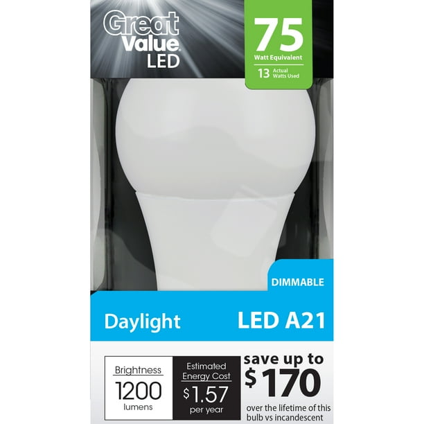 Great Value LED Dimmable Daylight 13W Bulb