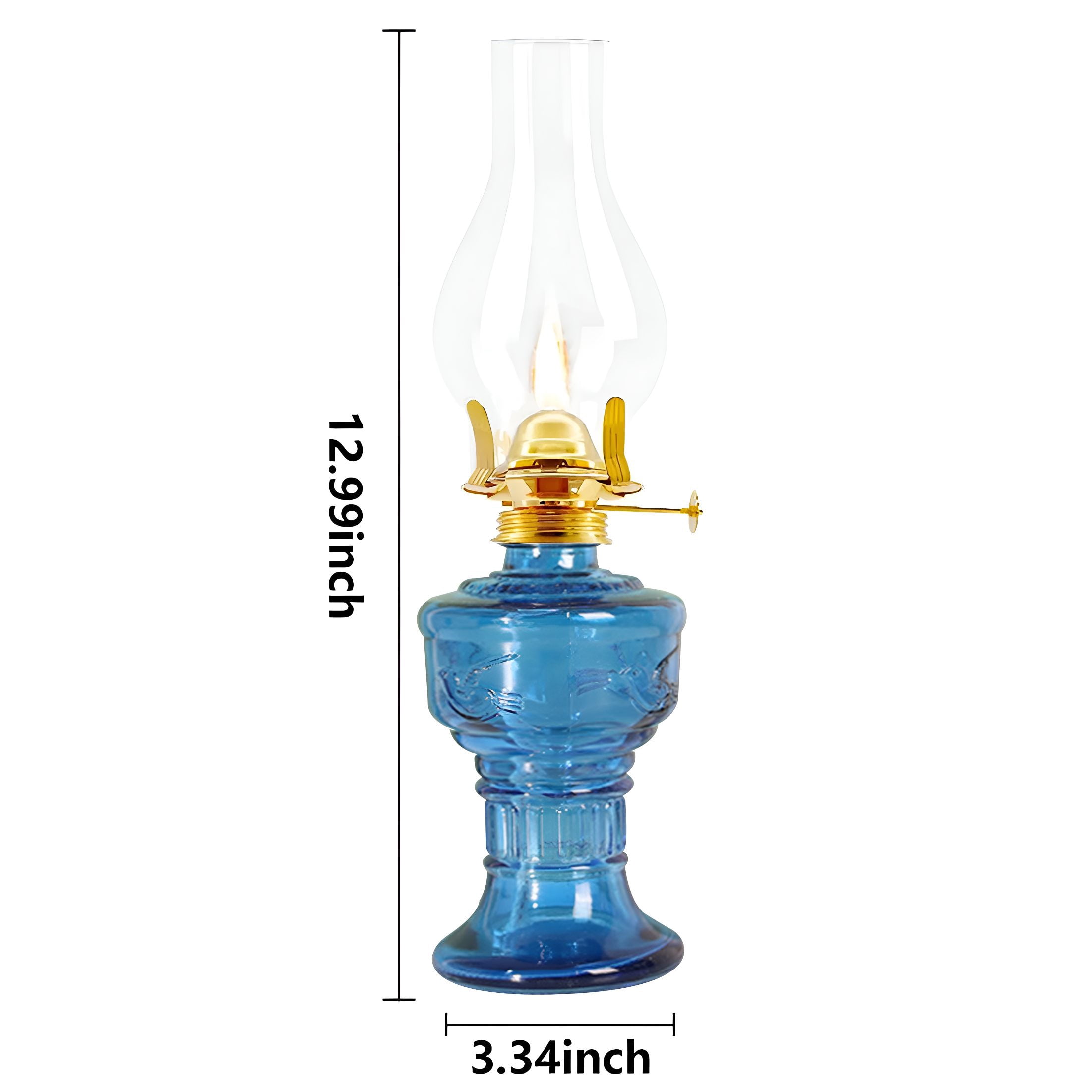 LAMIRO Classic Vintage Glass Kerosene Oil Lamps, Hurricane Lamp Lantern Vintage Oil Lamps for Indoor Use Decor Chamber 13*6In
