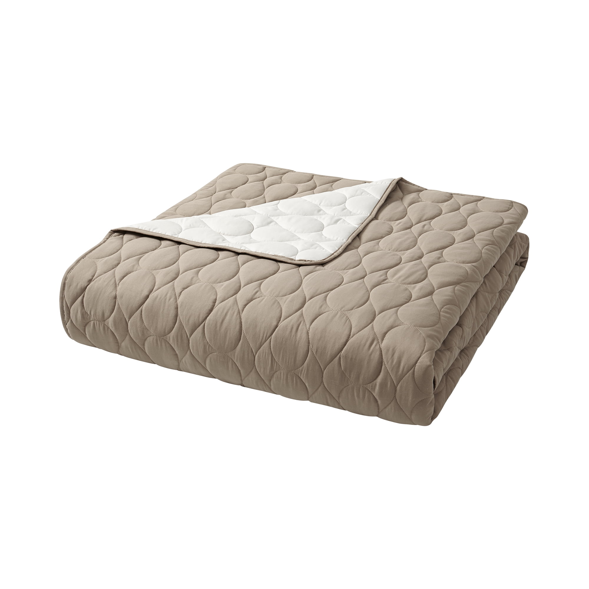 Mainstays 7-Piece Reversible Tan and Beige Quilt Set with Sheets, King