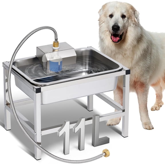3Gal Automatic Dog Water Bowl Dispenser Large Breed Elevated Outdoor Large Dog Water Bowl with Stand Raised Stainless Auto Fill Waterer with Float Valve for Big Dogs Pets Cats Chicken Livestock