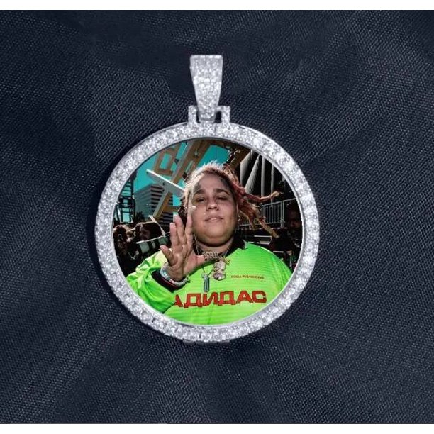 Collar con colgante de medallones de foto hecho a medida, cadena de tenis de 4mm, Color dorado y plateado, circonita cúbica Iced Out, regalo de joyería de Hip hop para hombres