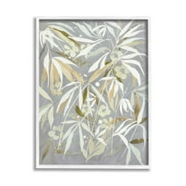 Stupell Industries Abstract Botanical Leaves Graphic Art White Framed Art Print Wall Art, Design by Krinlox