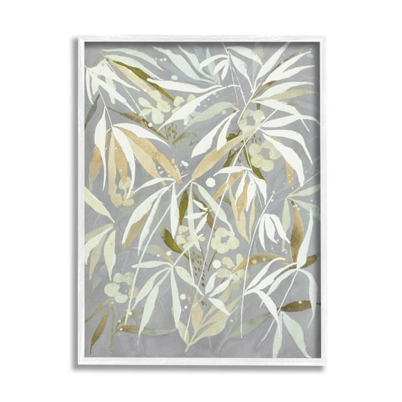 Stupell Industries Abstract Botanical Leaves Graphic Art White Framed Art Print Wall Art, Design by Krinlox