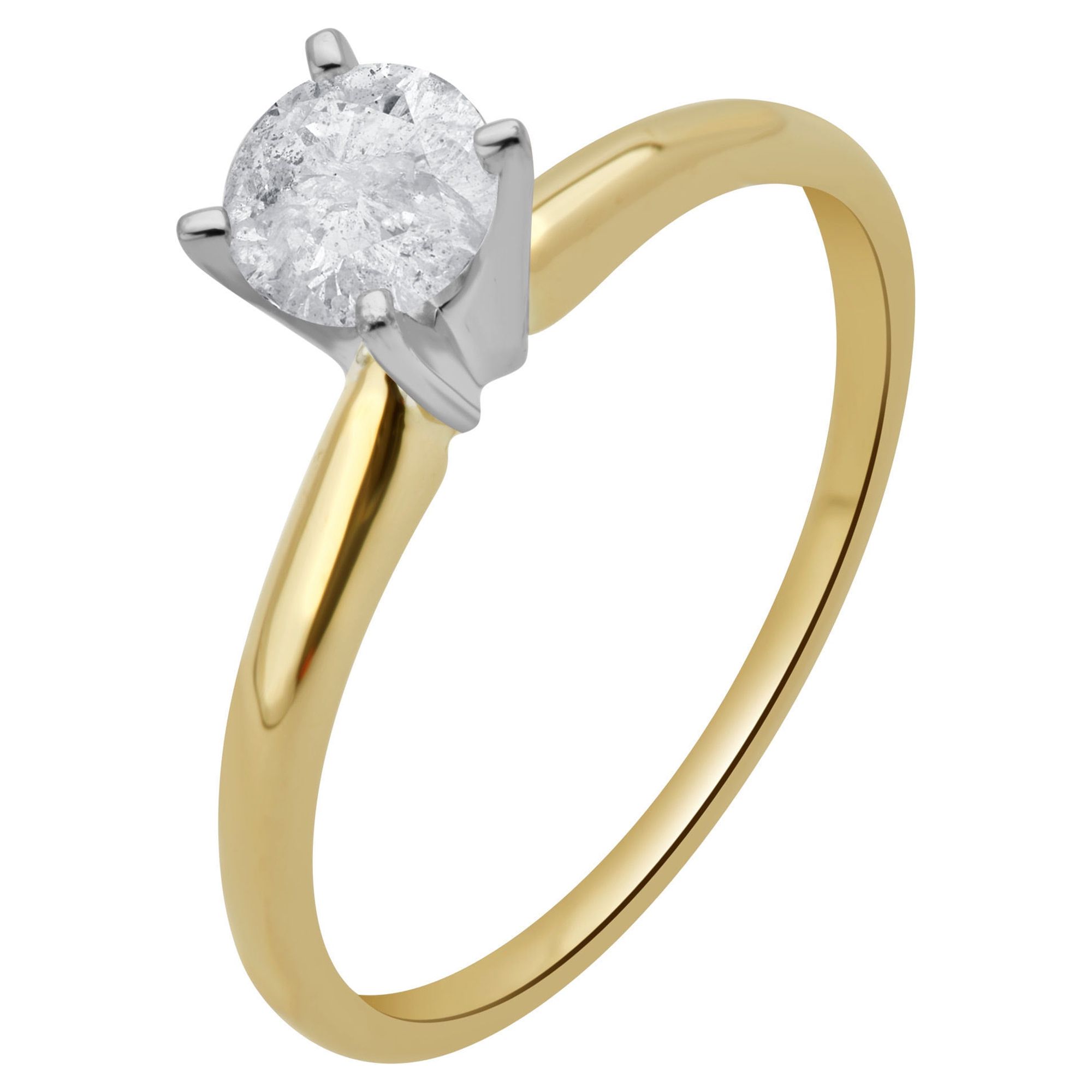 Arista 0.50 Carat T.W. Round White Diamond Solitaire Ring in 14K Yellow Gold (H-I, I1-I2)