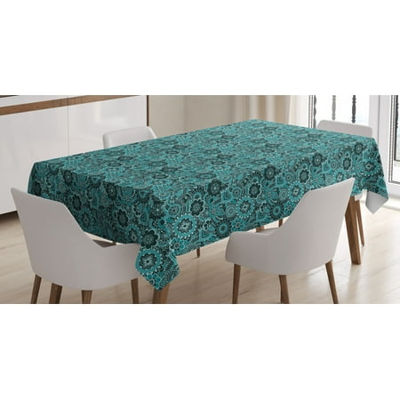 

Ethnic Tablecloth Paisley Leaves Persian Blooms Oriental Asian Culture Flowers Pattern Rectangular Table Cover for Dining Room Kitchen 60 X 84 Inches Pale Sea Green Dark Green by Ambesonne