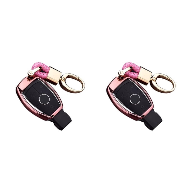 Scienceny Reemplazo para E260 C180 C200L TPU Car Key Cover Case Key Bag Shell Holder y cuerda trenzada Keyring oro rosa s 2piezas Scienceny CBP064147