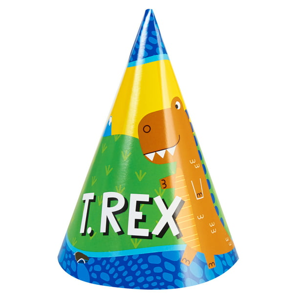 T-Rex birthday party supplies 8 pack party hats - Walmart.com