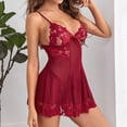 thumbnail image 4 of Gibobby Lenceria mujer sexy Lenceria Sexy para Mujer Ropa Interior Sensual de una Pieza Erotica de Encaje con Cuello V Pijama Tirantes(Rojo, G), 4 of 5