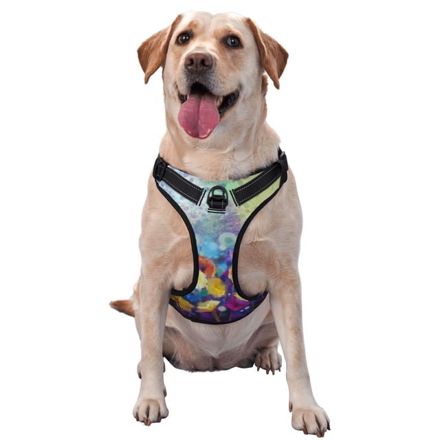 Kdxio Spring Flower Seasonal Print No Pull Dog Harness Adjustable Reflective Oxford Easy Control Medium Large Dog Harness for Training and Everyday-X-Large