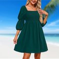 thumbnail image 3 of Vestidos Casuales Vestido de mujer A-Line Backless Square Neck Summer Dress para cóctel (verde oscuro M) Cgtredaw para Mujer Verde oscuro T S, 3 of 7