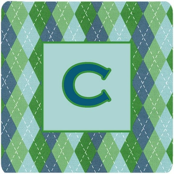 Monogram - Blue Argoyle Foam Coasters Initial Letter C, Set - 4