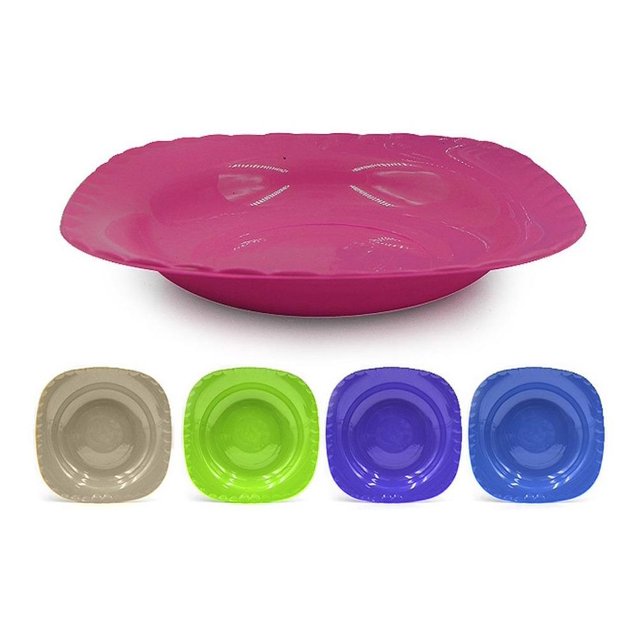 Platos Sopero Cuadrado Liso De Plastico Colores 20 X 3.5 GE Sopero