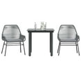 thumbnail image 1 of vidaXL 3 Piece Garden Dining Set with Cushions Grey Poly Rattan Glass, 1 of 5