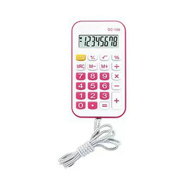 SuChun Pouches For Organization Small Portable Calculator Simple Fashionable Design With Rope For Students Use Material Portable Mini Cute With Rope Student's Neck Hanging Calculator Pink