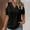 Black, variant on Women's textured pleated cold shoulder blouse, V neck crochet lace detail short ruffle sleeve casual top for work school and weekend casual outings, Hot Pink M