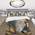 thumbnail image 2 of Designart "Leopard Collage in Yellow and Blue III" Leopard/Cheetah Bedding Covert Set - Animals Yellow Modern Bed Set With 2 Shams, 2 of 5