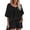 Black, variant on Womens 2 Piece Short Sleeve Waffle Knit V Neck Off Shoulder Casual Loose Fit Sweatsuit Outfits