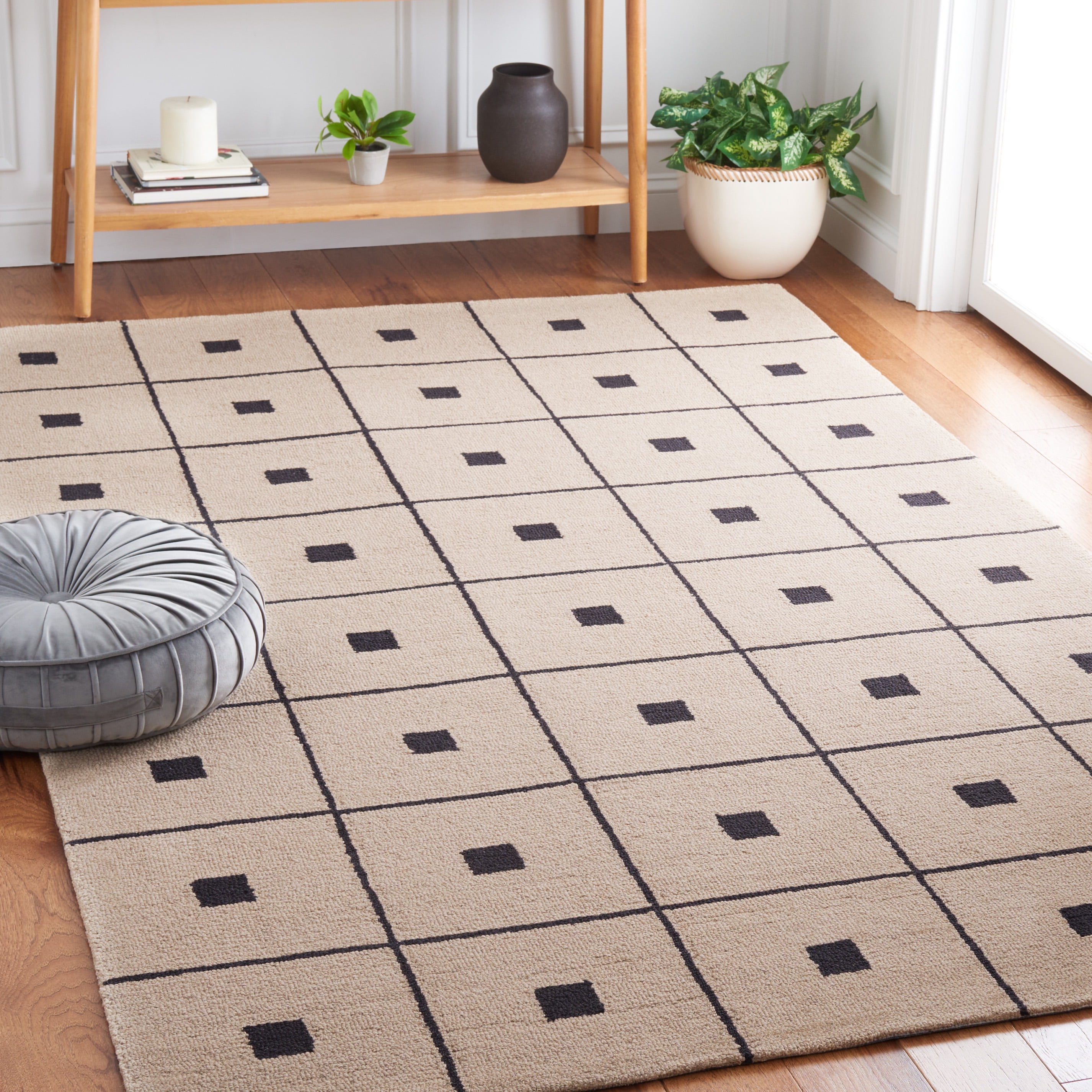 SAFAVIEH Martha Stewart Micro Loop Area Rug, Beige/Black, 4' x 6'