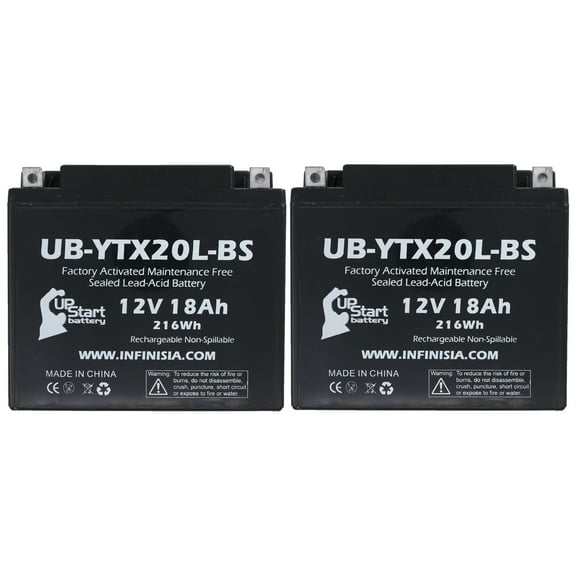 2-Pack UB-YTX20L-BS Battery Replacement for 1995 Kawasaki Jet Ski JH750 ST, Zxi 750 CC Personal Watercraft - Factory Activated, Maintenance Free, Motorcycle Battery - 12V, 18AH, UpStart Battery Brand