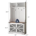 thumbnail image 3 of Hall Tree, 4-in-1 Coat Rack with 7 Shoe Cubbies & 7 Coat Hooks, Hall Tree with Bench and Shoe Storage for Hallway, Mudroom Bench, Entryway Furniture, 42" W x 15.7" D x 77" H, White, 3 of 6