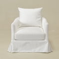 thumbnail image 4 of Pearl White Polyester Upholstered Swivel Barrel Armchair with Removable Washable Slipcover for Living Room, Bedroom, Feather Blend Cushion, Solid Wood Frame, Pillow Back, Fully Assembled, 4 of 16